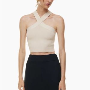 Aritzia babaton sculpt knit criss cross knit top in Mayte pearl size XS